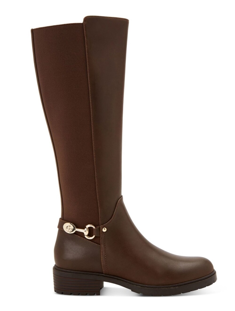 Giani Bernini Brown Buckle Accent Barnibee Stretch Calf Block Heel Leather 6
